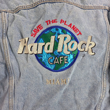 Vintage Hard Rock Cafe Denim Jacket 1990s Miami Medium Vtg 90s