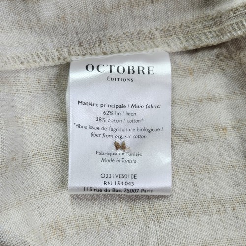 OCTOBRE Editions Mens Linen Blend Button Up Shirt Medium Beige Long Sleeve - Picture 5 of 7