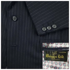 Vtg Mens Navy Blue Suit 40R/34R Classic Fit Wool 3 Piece Ivy Prep Half Canvas 