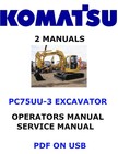 Komatsu PC75UU-3 Hydraulikbagger Service Werkstatt Bediener Bedienungsanleitung PDF
