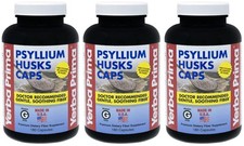 Yerba Prima Psyllium Husks Caps - 180 caps Pack of 3 - Natural Fiber Suppleme...