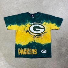 Vintage Green Bay Packers Shirt Size Large Green Yellow Tie Dye FL Football