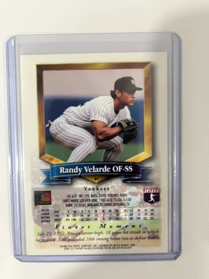 1994 Finest Refractor Randy Velarde #41 - Image 2 of 2