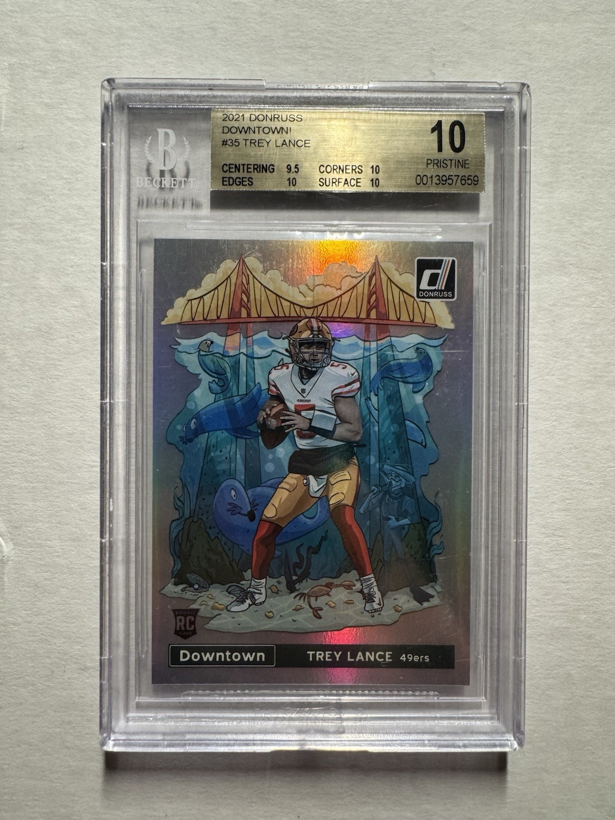 Trey Lance 2021 Panini Donruss #35 Downtown! Rookie Card RC SP BGS 10 Pristine