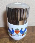 Vintage GEMCO Milk Glass Country Festival Blue Bird & Heart Pepper Mill 4"