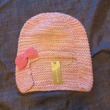 NWT Peppercorn Kids pink knit hat "Pink Sugar" Size M Bow