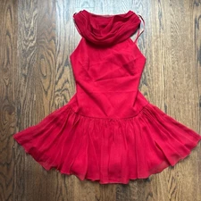 Mirror Palais Double Cowl Mini Dress in Scarlet NWT