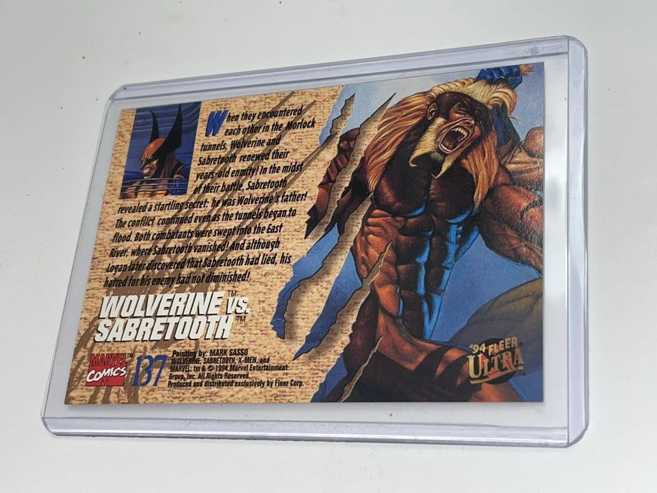 1994 FLEER ULTRA X-MEN MARVEL Wolverine Vs Sabretooth Card #137 - FREE SHIPPING - Image 2 of 2