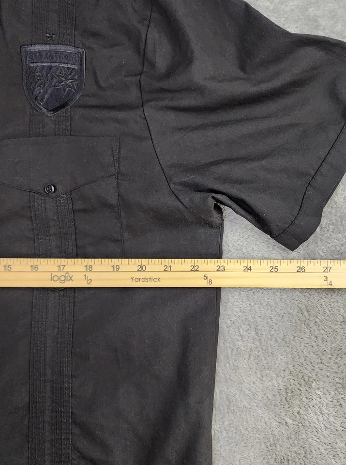 Camisa de fútbol San Antonio FC para hombre grande negra Guayabera manga corta abotonada Foto 4 de 4