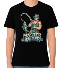 Master Baiter Fishing T-Shirt Funny Angler Joke Graphic Tee Unisex Gift