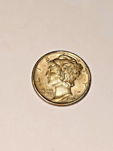 1936 mercury Dime, AU with some luster