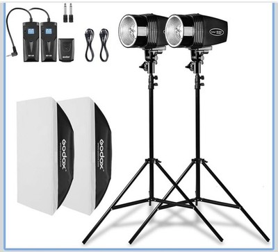 Godox 2x180W Strobe Studio Flash Kit: 5600K Monolights, Softboxes, Stands, Trigg