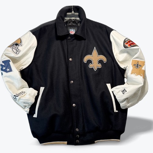 Saints Super Bowl Varsity Jacket G III Leather Wool New Orleans Champions Large