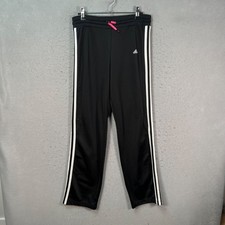 Adidas Youth Size Large 13-14Y Black Athletic Pants w/ Pink Drawstring