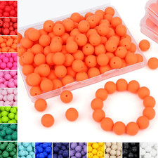 70Pcs 15Mm Orange Silicone round Beads for DIY Keychain  Orange Beads, 15Mm Sil