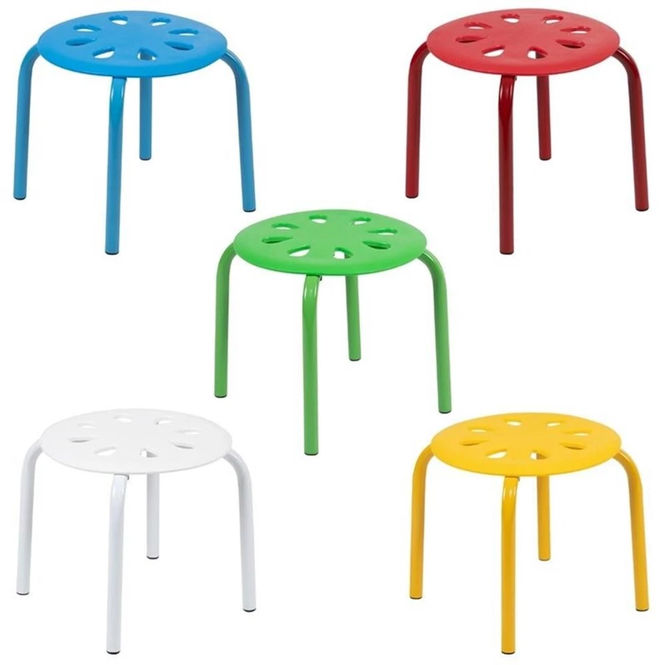 Flash Furniture 5 Piece 11.5" Plastic Multicolored Nesting Stack Stool Set - Image 3 of 4