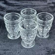 Vintage Clear Glass Hobnail Shot Glasses Cordial Egg Cups Small Goblets Set of 4