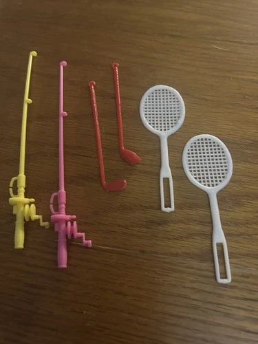 Mattel Barbie Sports Outdoor Hobby Accessories Tennis Fishing Golf Vintage - New