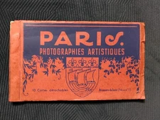 Vintage PARIS PHOTOGRAPHIES ARTISTIQUES Postcard Book - 10 Attached Postcards