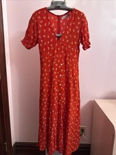 Faithfull The Brand Red Short Sleeve Floral Linen Maxi Dress Women’s 2