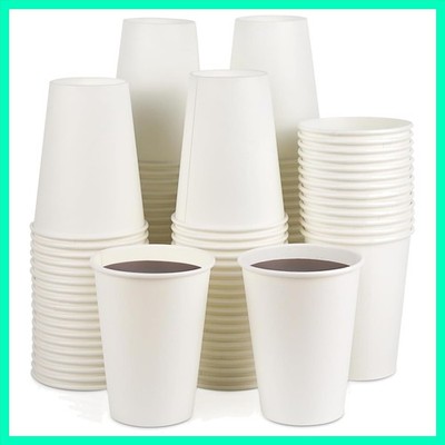 100 Pack 12 Oz】Paper Cups, Paper Coffee Cups 12 Oz Paper Cups White Paper Cof...