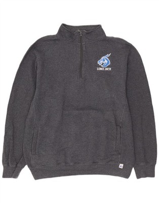 RUSSELL ATHLETIC Herren Zip Neck Sweatshirt Pullover Large Grau Baumwolle DG16