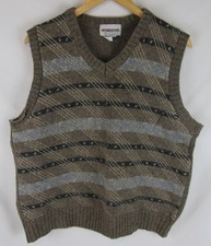 Mens Vintage McGregor Wool/Acrylic V-Neck Sweater Vest-Size XL-Beige-VGUC