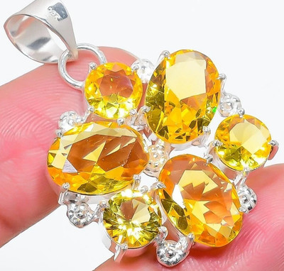 C I T R I N EDELSTEIN SCHMUCK ANHÄNGER HANDGEFRTIGT 925 SterlingSILBER