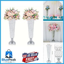 Kehail 2-Pack 18.5" Tall Silver Trumpet Vases Centerpiece
