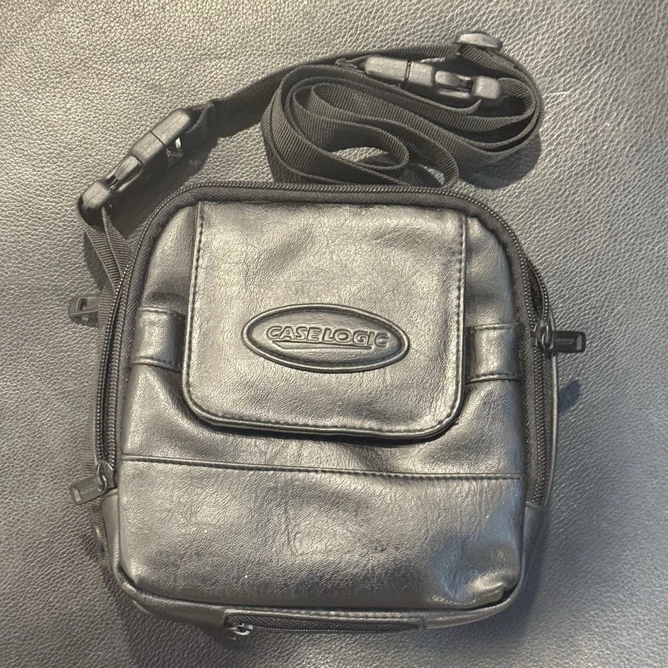 CASE LOGIC Faux Leather Portable CD Carrying Travel Case Black Bag Strap Satchel - Image 2 of 4