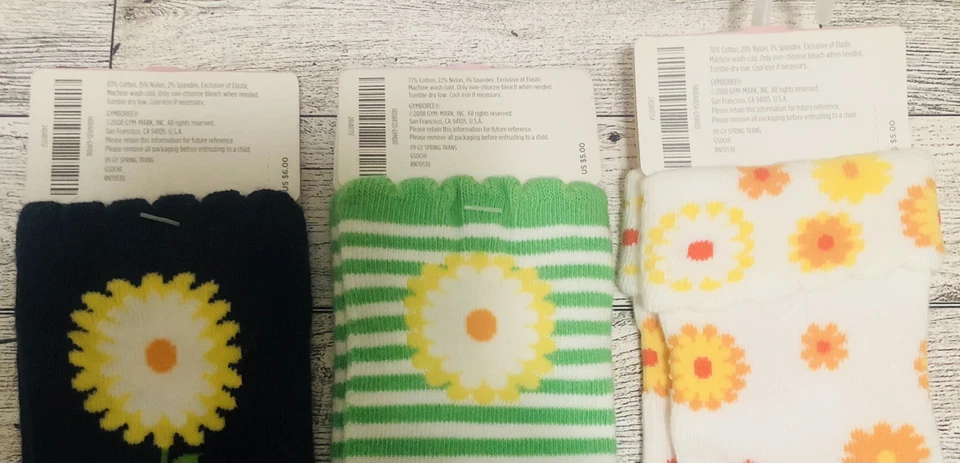 LOTE DE 5 Calcetines Gymboree NUEVOS CON ETIQUETAS "CAMPOS DE GIRASOL" Hasta la rodilla y Crew Talla 8 en adelante ¡NUEVOS! Foto 3 de 4