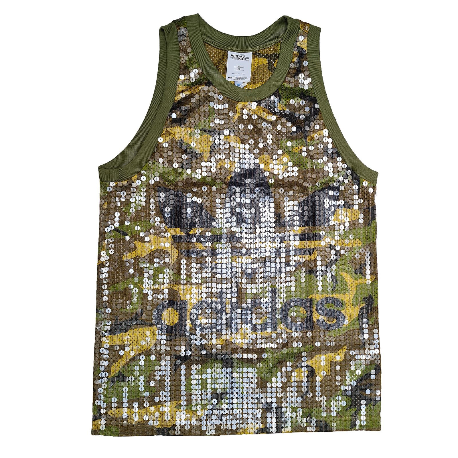 Adidas Jeremy Scott Obyo Camuflaje Vestido Tanque Lentejuelas Fiesta Brillo 38