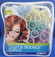 Conair Brush Rollers Tight Bouncy Curls Assorted Colors Perfect For Short Hair