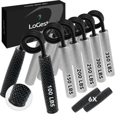 Logest Metal Hand Grip Set, 100LB-350LB 6 Pack No Slip Heavy-Duty Grip Strength