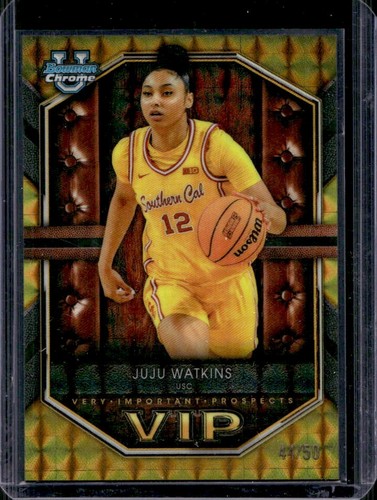 2025-26 Bowman JuJu Watkins Chrome Very Important Prospects Gold Geometric #/50