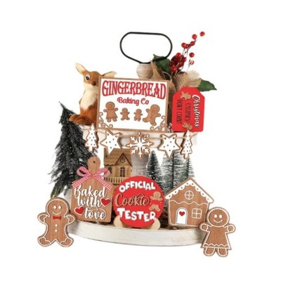 12 Teile Weihnachten Stufentablett Deko Set Lebkuchen Männer Festliche Ornament