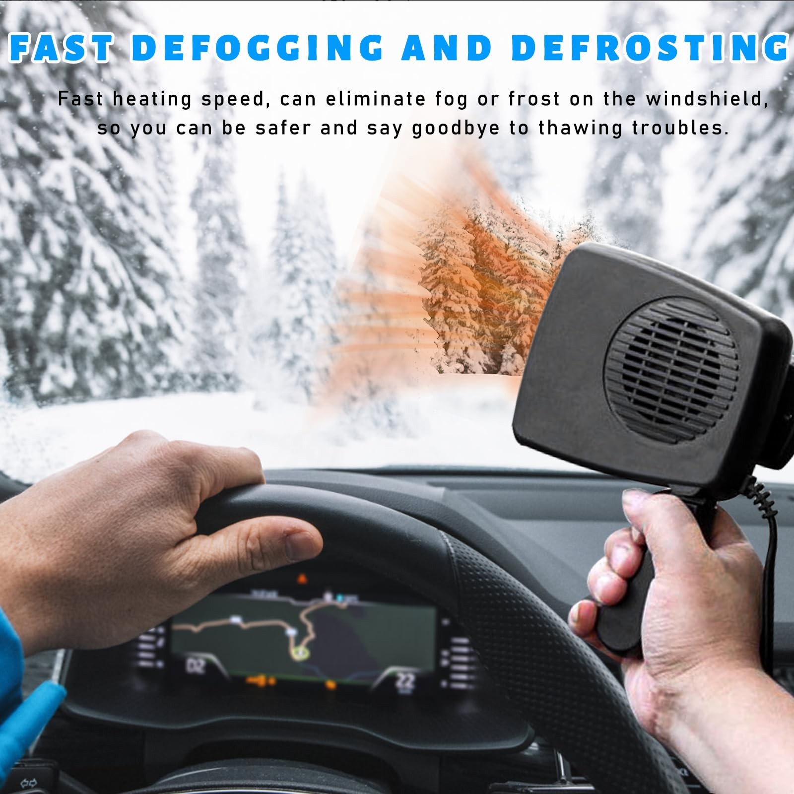 Car Heater, 12V 150W 2 in 1 Portable Windscreen Defrost Defogger with Rotatin...