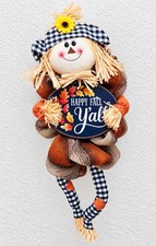 Plush Scarecrow Wreath - Thanksgiving - Mesh