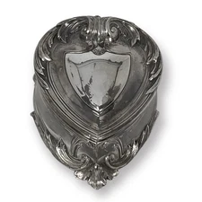 Vintage Weidlich Brothers Silverplated Trinket / Jewelry Box, Red Velvet Lining