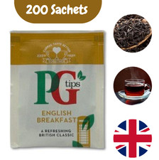 PG Tips English Breakfast Tea Sachets | Enveloped Black Tea Bags - Pack of 200