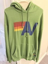 Aviator Nation Logo Relaxed Pullover Hoodie in Palm Green Women  s Large