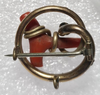Antique Vintage Corel Branch Gold Filled Brooch with c-clasp