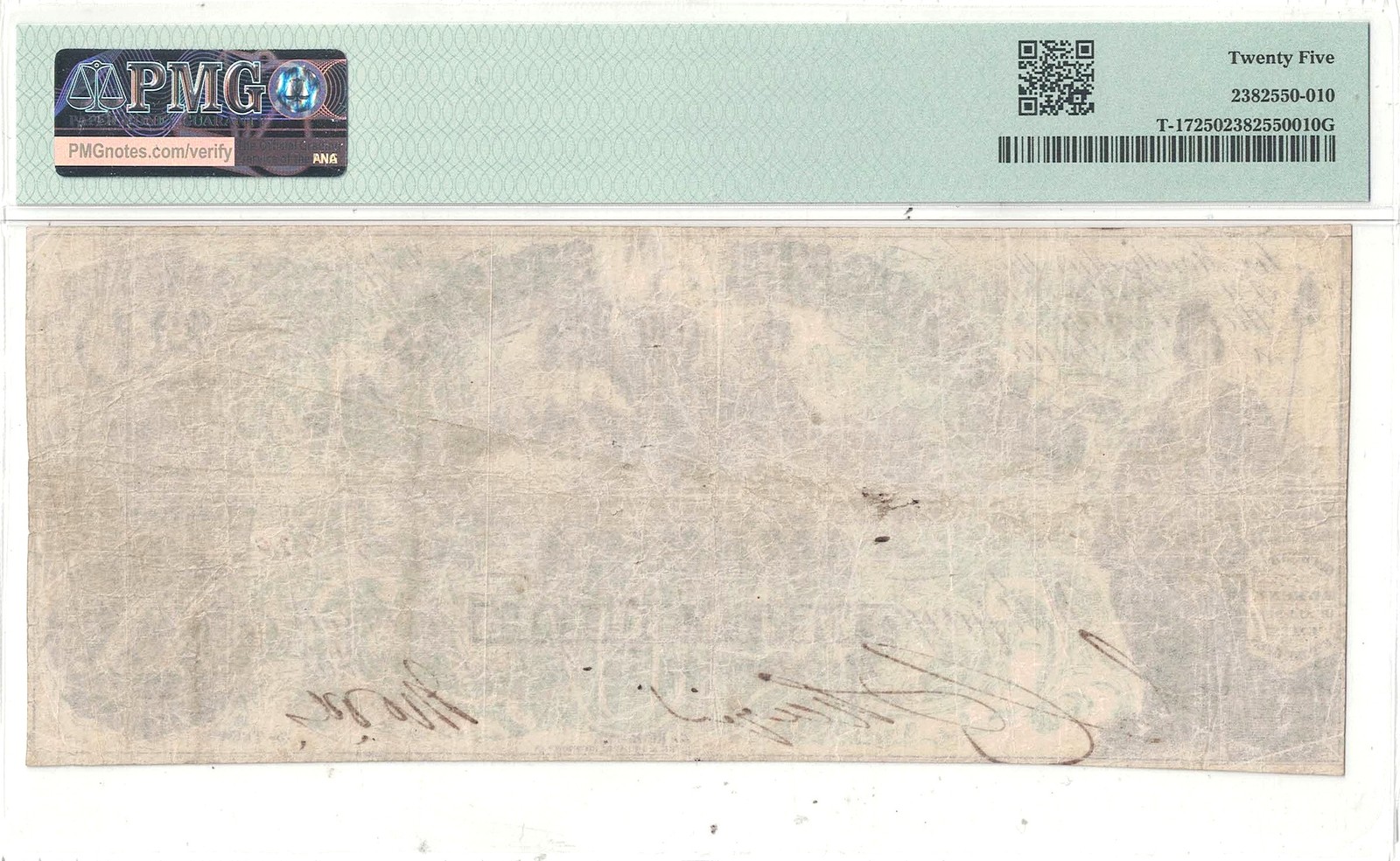 1861 $20 Confederate Note T-17 PMG VF-25