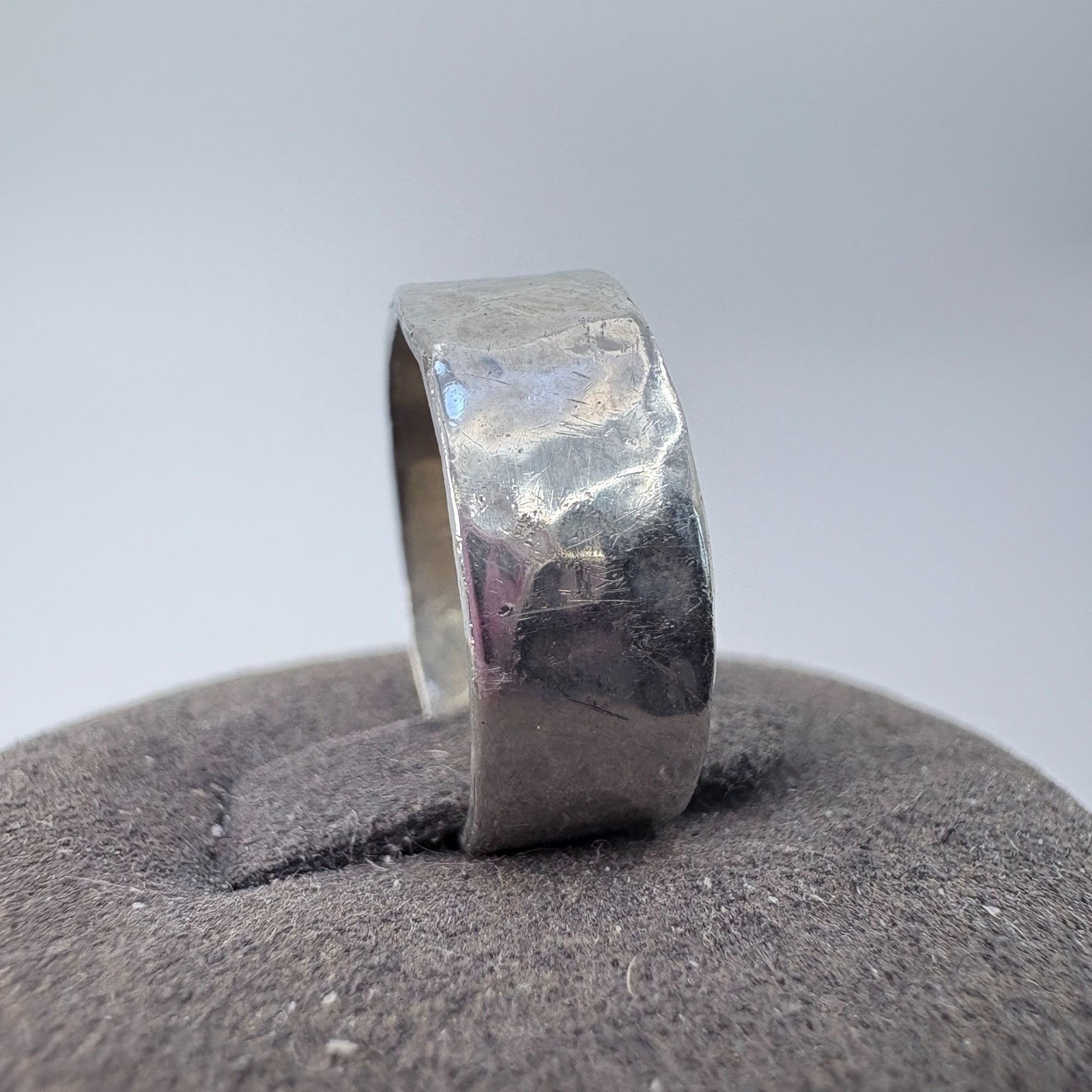 VTG Solid Sterling Silver 925 Hammered Finish Ban… - image 4