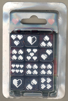 8-bit Herzchenwürfel (12 Würfel, W6) - 8 bit Heart dice (12 D6)
