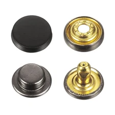30 Set Press-Stud Cap Button 10mm Metal Snap Fastener for Canvas, Drak Black