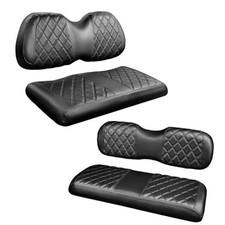 4PCS Golf Cart Diamond Seat Covers Club Car Precedent Black Black Stitching