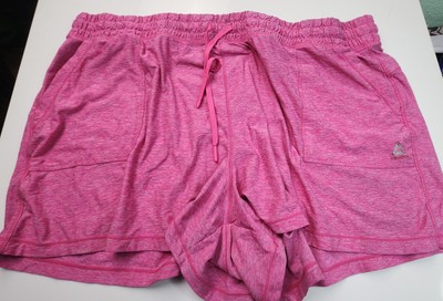Reebok Mid Waisted Tie Front Workout Shorts Plus 3XL Pink Elastic Pockets D24