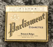 Vintage 1940s Parliament Cigarettes Box - Empty Benson Hedges Tax Stamp Tin