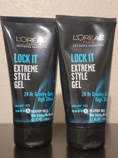 Lot of 2 - L'Oréal Lock it Extreme Style Gel 24 Hr Gravity-Defy High Shine 5.1oz